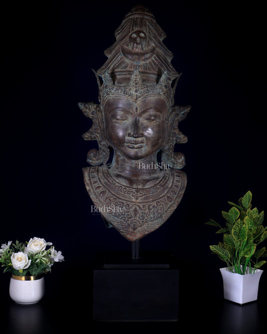 Large Bronze Shiva Face Head statue – Lost Wax Method 32"