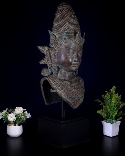 Large Bronze Shiva Face Head statue – Lost Wax Method 32"