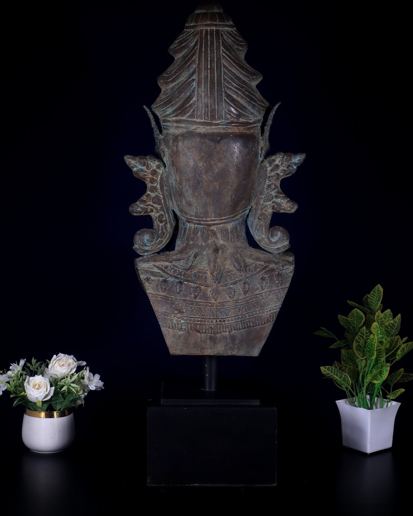 Large Bronze Shiva Face Head statue – Lost Wax Method 32"