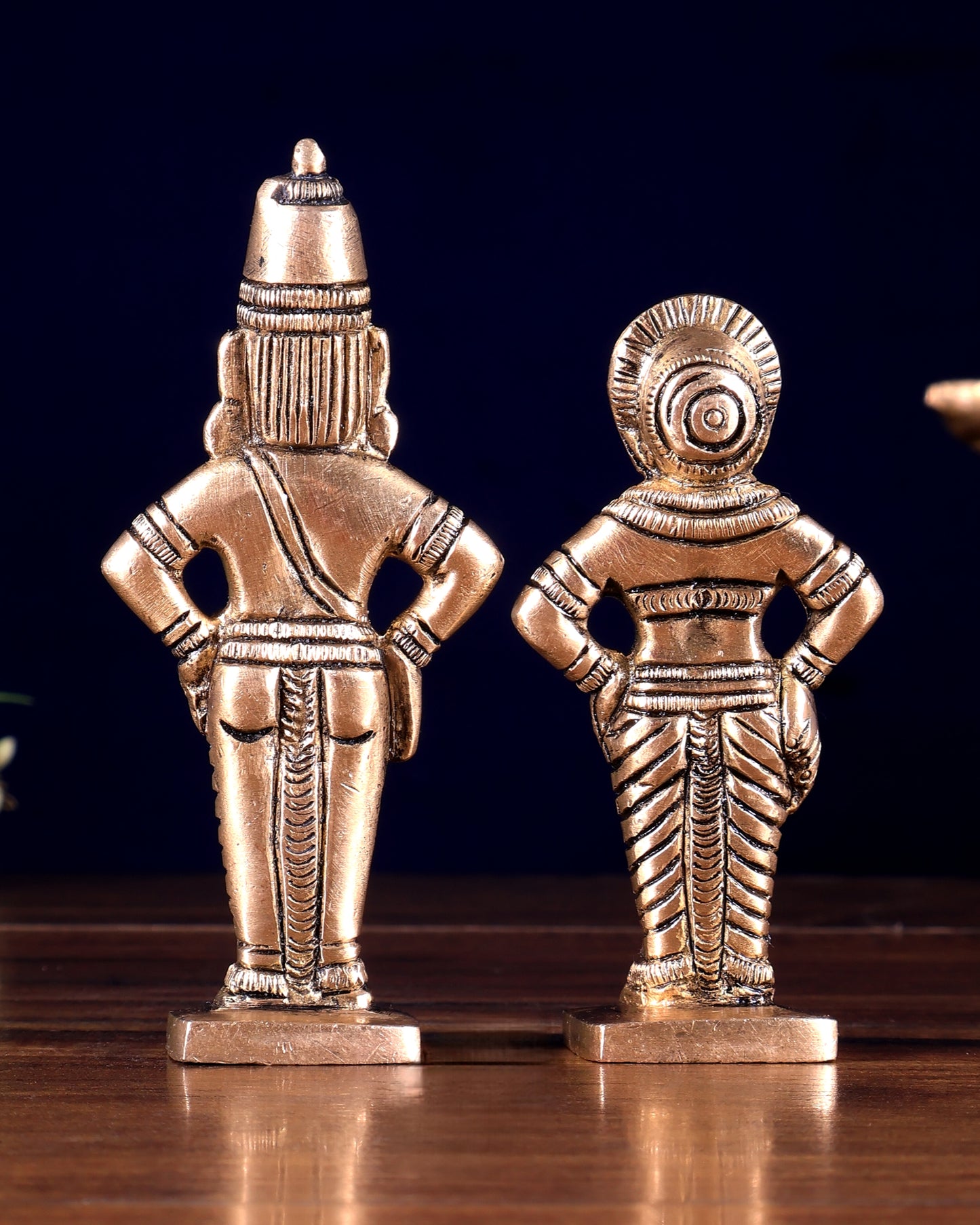 Pure Brass Vitthal (Vithoba Panduranga) and Rukmini Statue Pair 4.5 inch