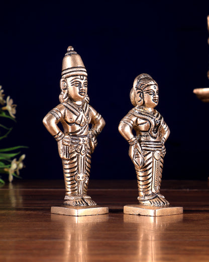 Pure Brass Vitthal (Vithoba Panduranga) and Rukmini Statue Pair 4.5 inch