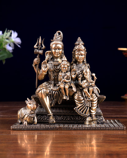 Pure Brass Superfine Shiv Parivar with Nandi Idol 4 inch