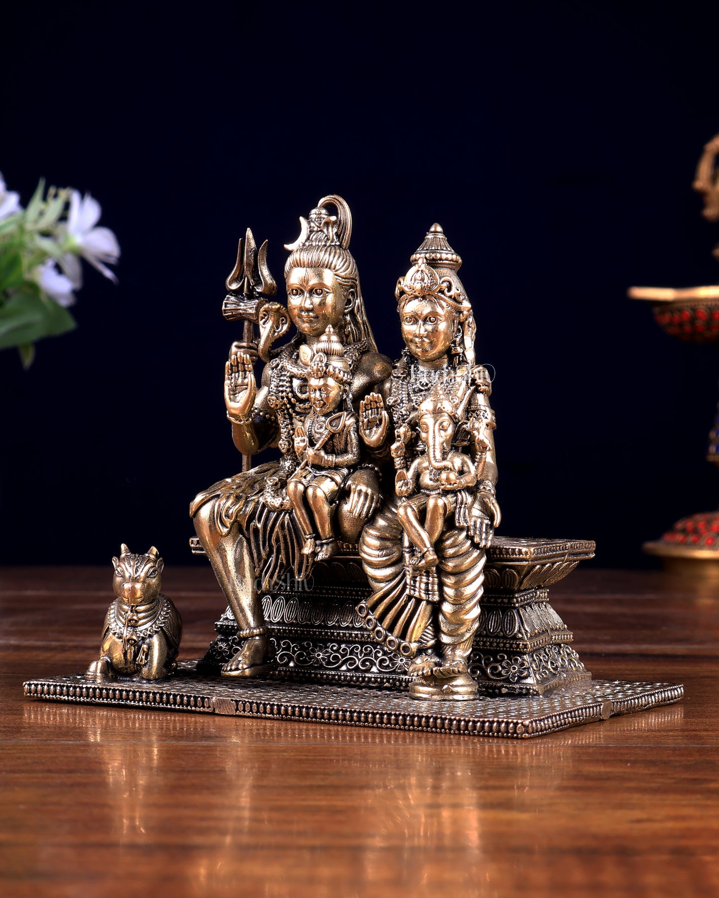 Pure Brass Superfine Shiv Parivar with Nandi Idol 4 inch