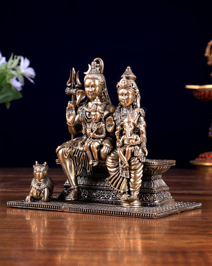 Pure Brass Superfine Shiv Parivar with Nandi Idol 4 inch