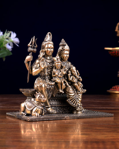 Pure Brass Superfine Shiv Parivar with Nandi Idol 4 inch