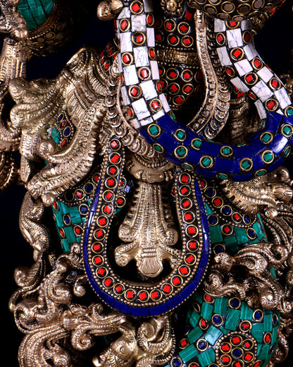 Brass Krishna Statue with Lotus Base | 27 Inch stonework