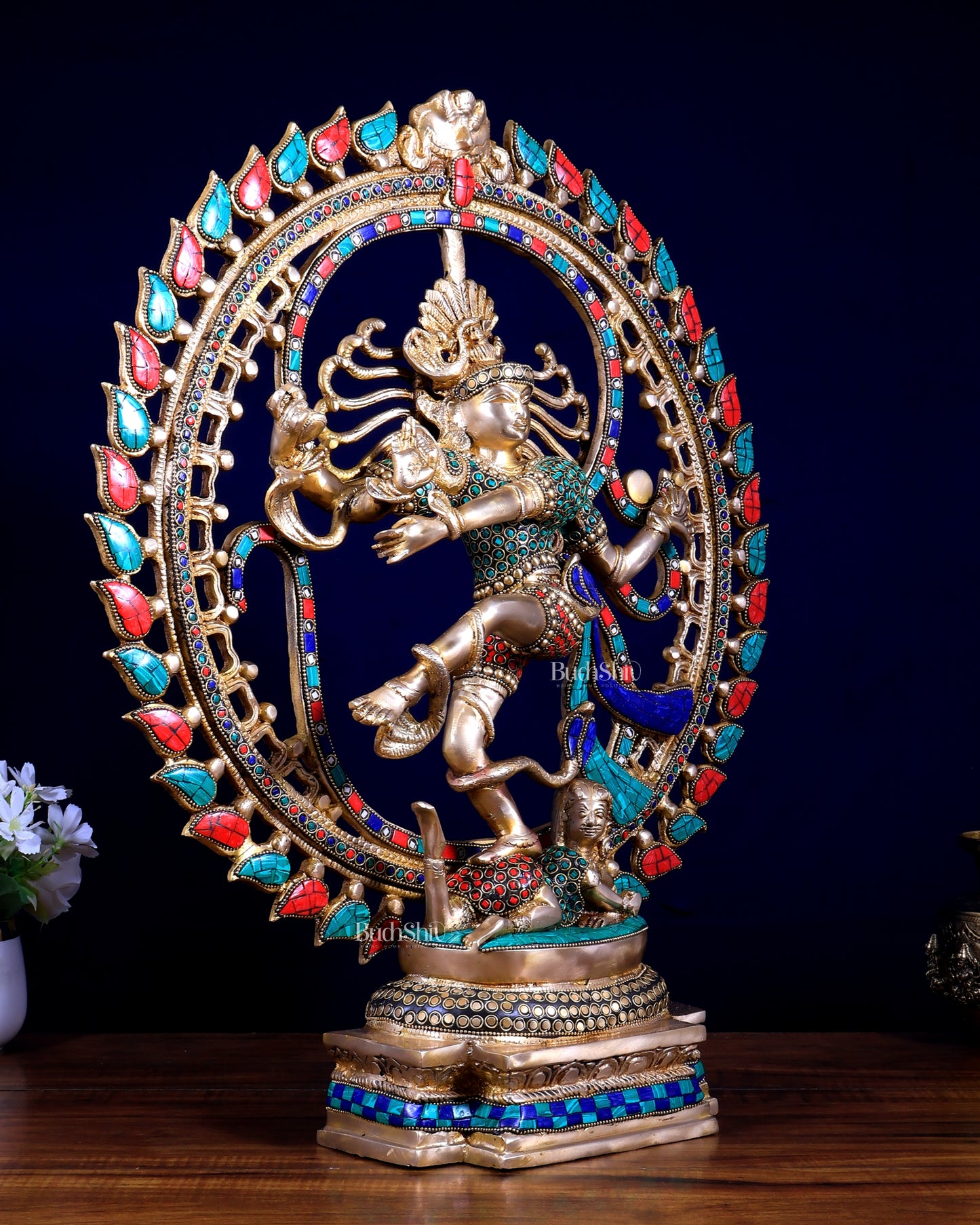 Brass Nataraja Statue with stonework 21 inch