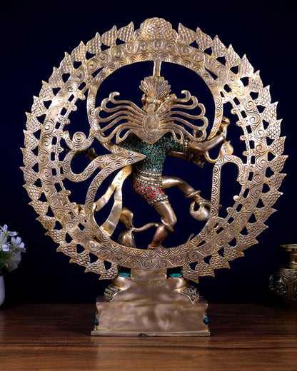 Brass Nataraja Statue with stonework 21 inch