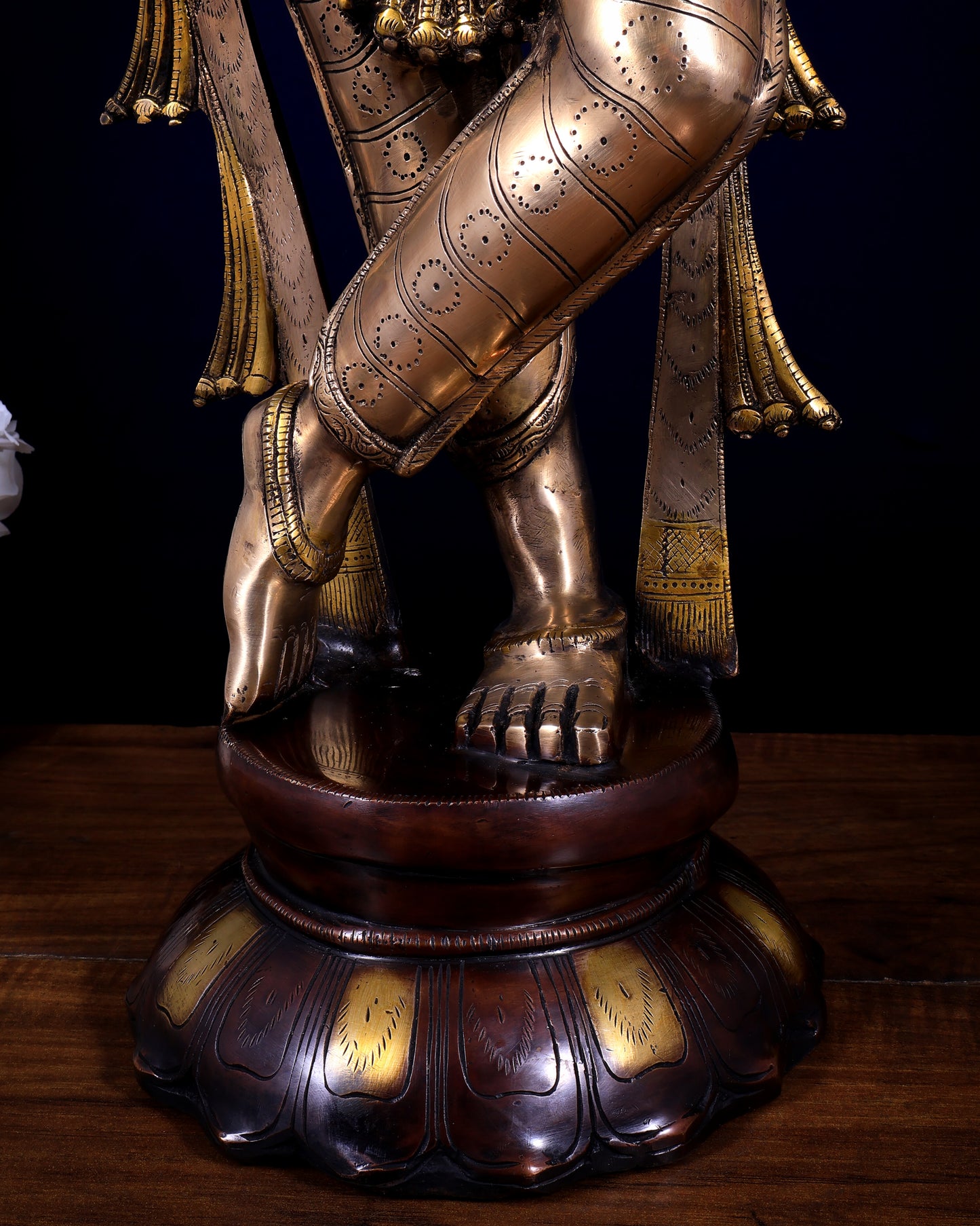 Pure Brass Kerala-Style Krishna Statue with Unique Crown – Three-Tone Finish 32 Inch