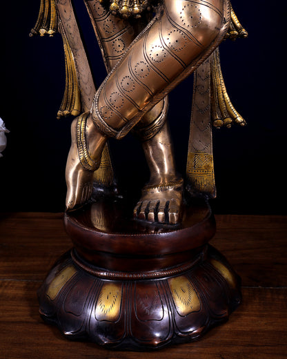 Pure Brass Kerala-Style Krishna Statue with Unique Crown – Three-Tone Finish 32 Inch