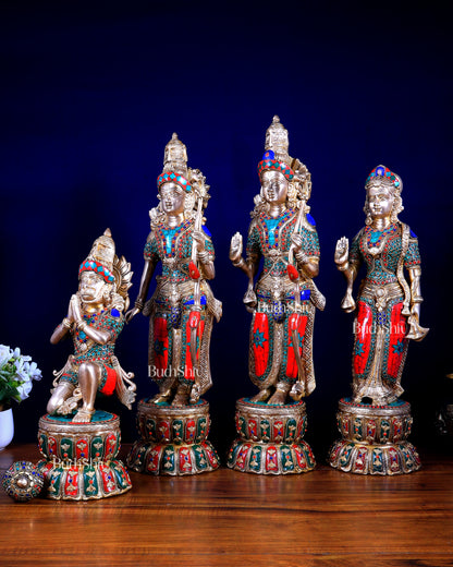 Multi colour Brass Ram Darbar Set Superfine idols 24"