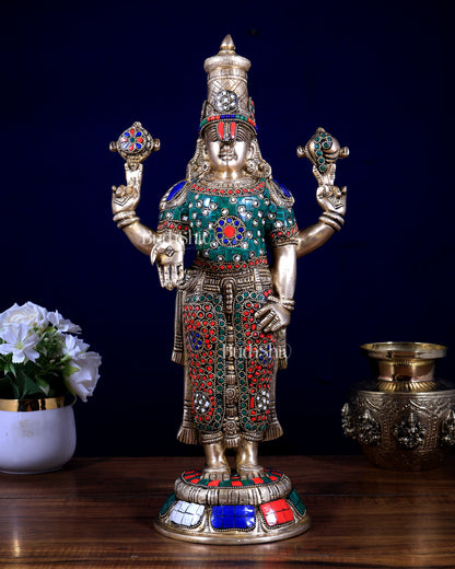 Brass Tirupati Balaji Lord Venkateshwara Swamy 18 inch multicolour statue