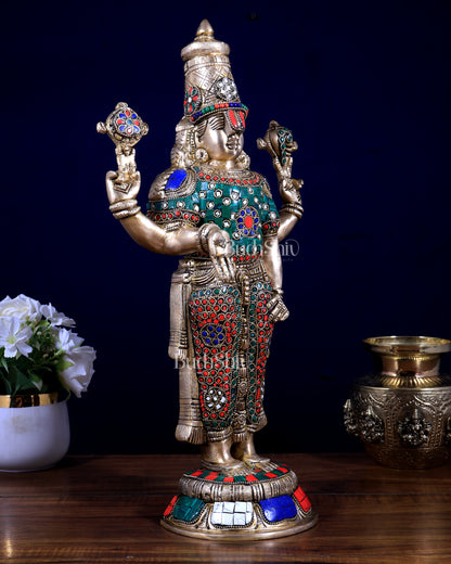Brass Tirupati Balaji Lord Venkateshwara Swamy 18 inch multicolour statue
