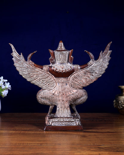 Majestic Pure Brass Garuda with Open Wings – 14" vintage sand patina