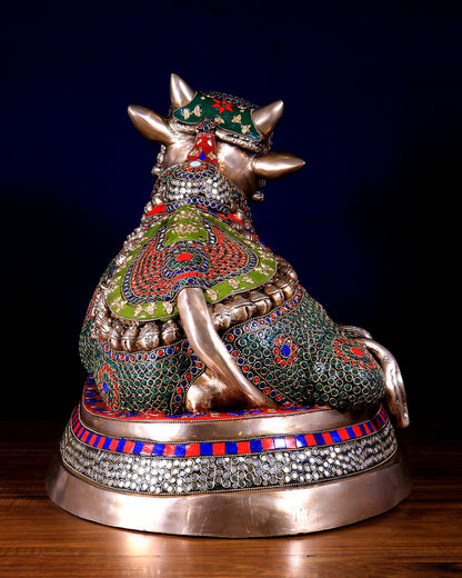 Brass Nandi Statue 22 inch stonework