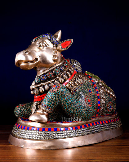 Brass Nandi Statue 22 inch stonework