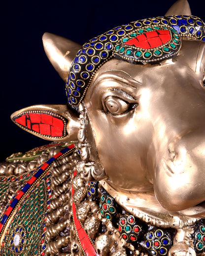 Brass Nandi Statue 22 inch stonework