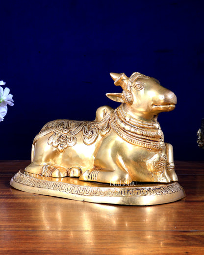 Brass Superfine Nandi Statue | 7.5" (19.05 cm) Height, 5 kg
