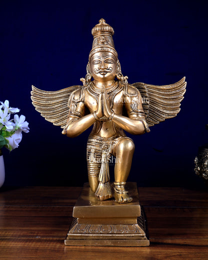 Brass Superfine Garuda Statue | Anjali Mudra, 29.5 cm (11.6")