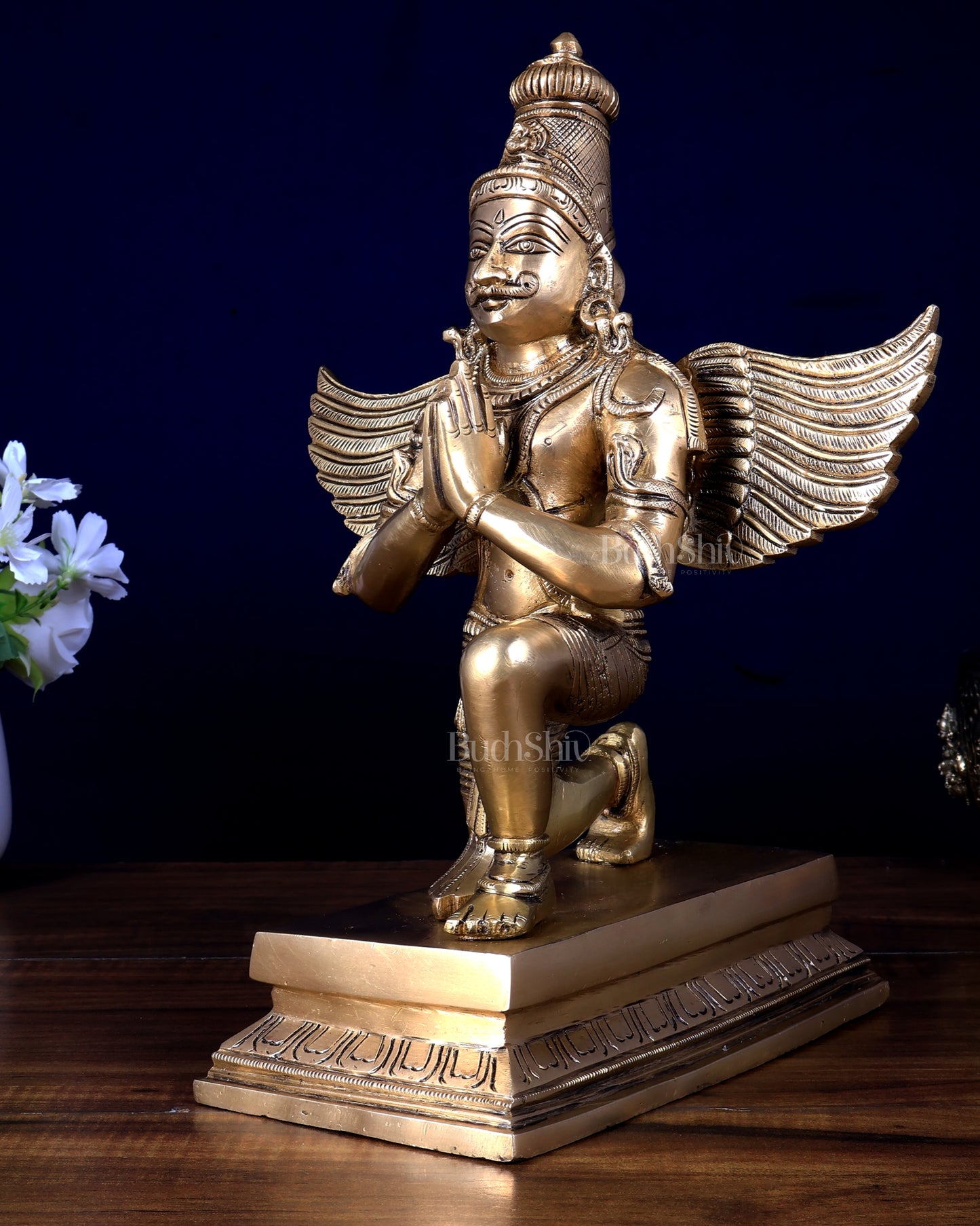 Brass Superfine Garuda Statue | Anjali Mudra, 29.5 cm (11.6")