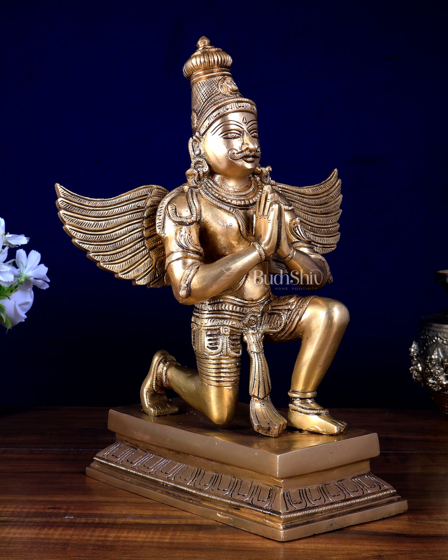 Brass Superfine Garuda Statue | Anjali Mudra, 29.5 cm (11.6")