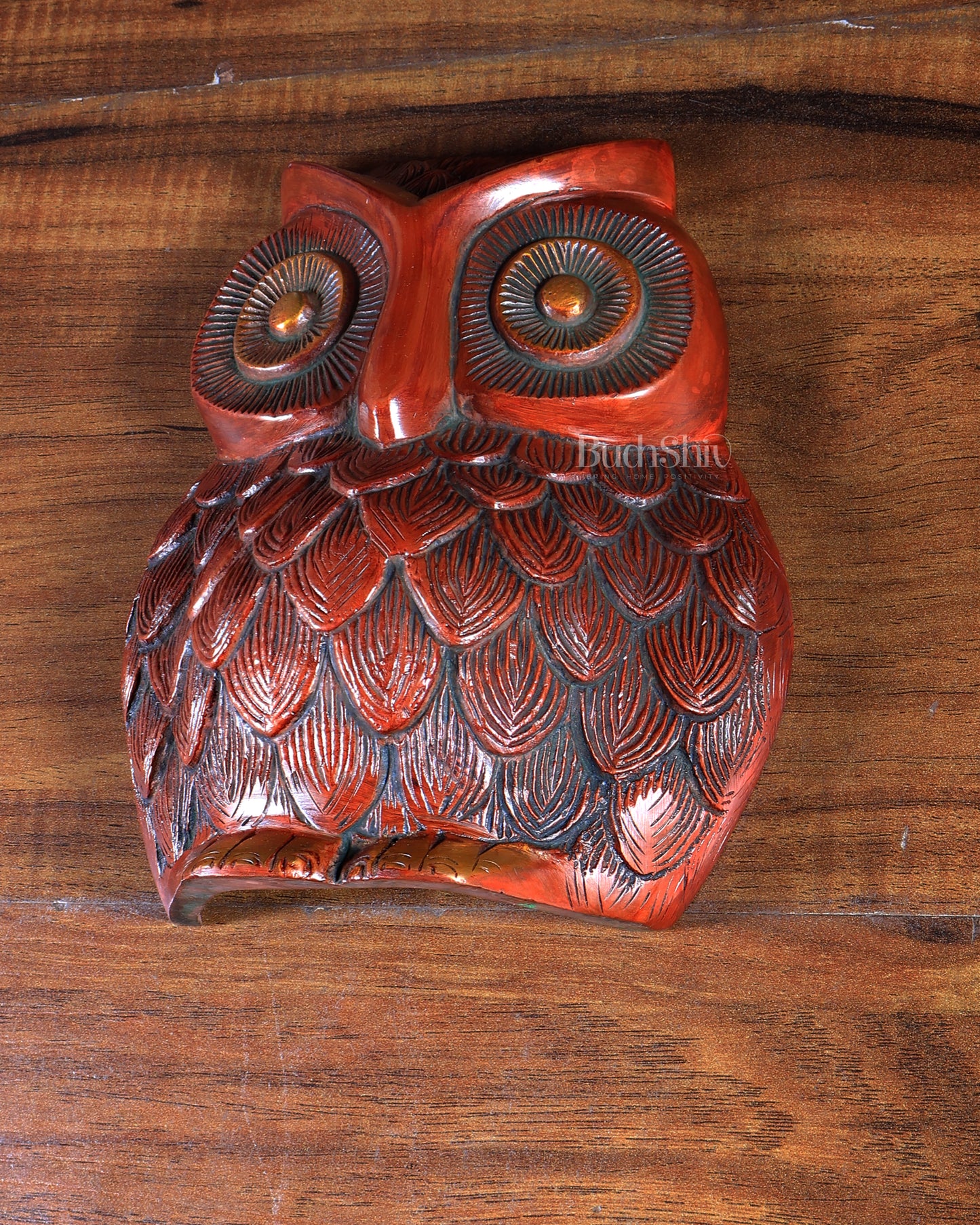 Brass Owl Wall Hanging | 7" Nepali Orange Finish