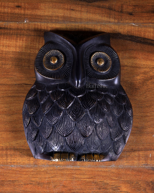 Brass Owl Wall Hanging | 7" black finish