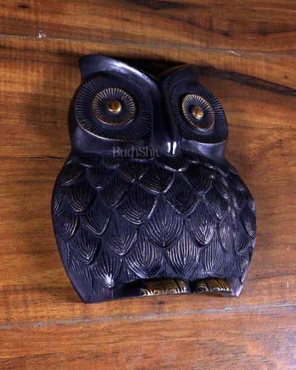 Brass Owl Wall Hanging | 7" black finish
