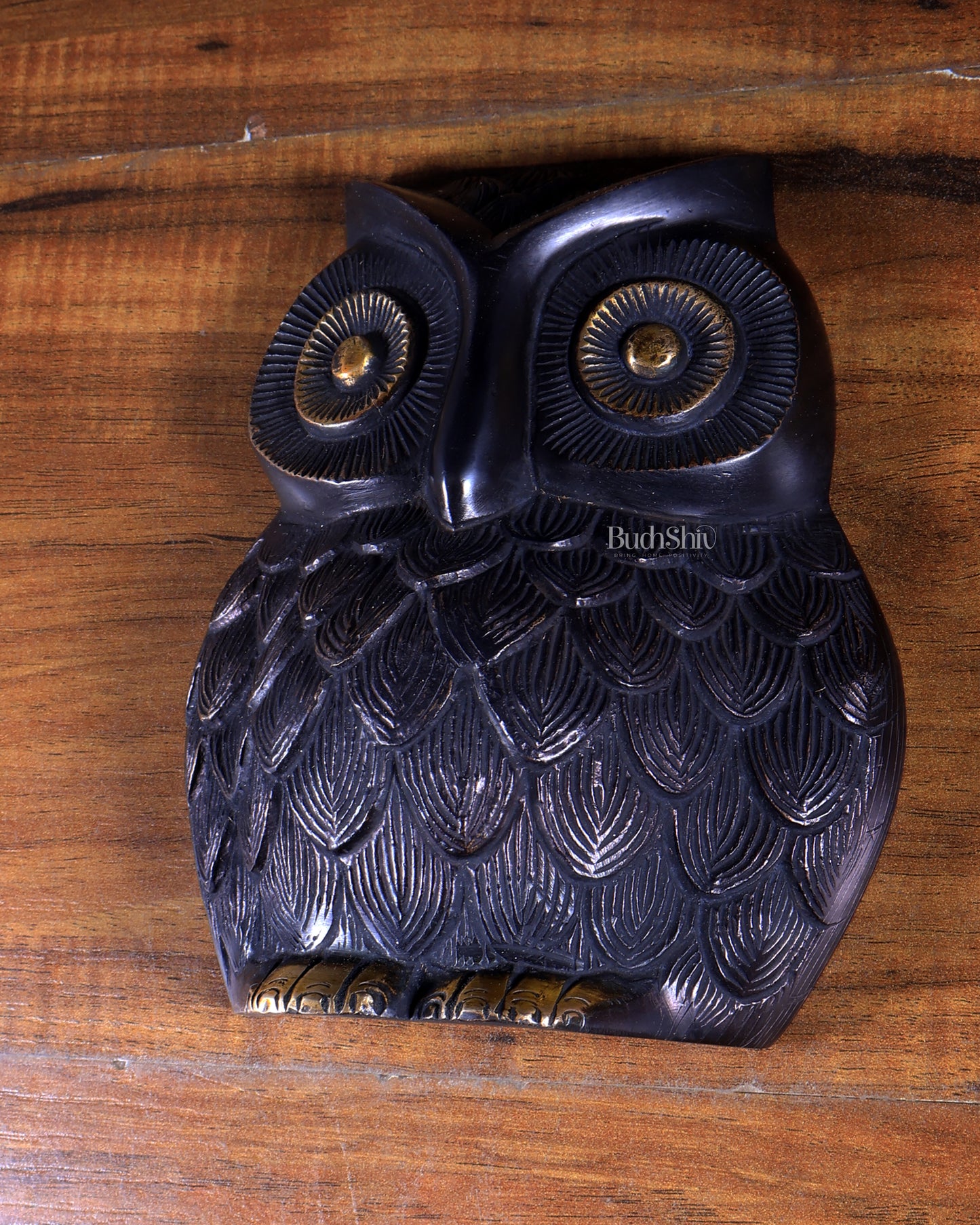 Brass Owl Wall Hanging | 7" black finish