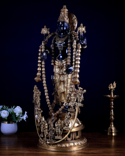 Lord Tirupati Balaji with Dashavatar Bronze Statue – Midnight Black & Gloomy Gold Finish (30 Inches)
