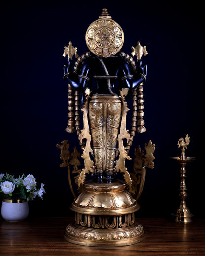 Lord Tirupati Balaji with Dashavatar Bronze Statue – Midnight Black & Gloomy Gold Finish (30 Inches)