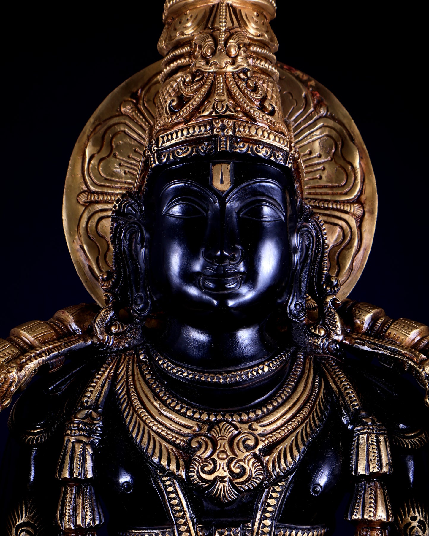 Lord Tirupati Balaji with Dashavatar Bronze Statue – Midnight Black & Gloomy Gold Finish (30 Inches)