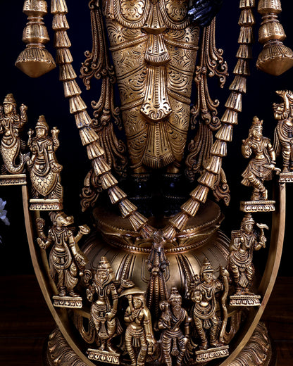 Lord Tirupati Balaji with Dashavatar Bronze Statue – Midnight Black & Gloomy Gold Finish (30 Inches)