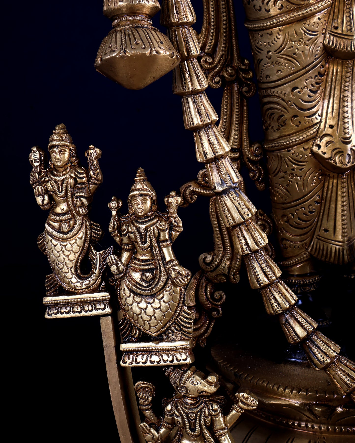 Lord Tirupati Balaji with Dashavatar Bronze Statue – Midnight Black & Gloomy Gold Finish (30 Inches)