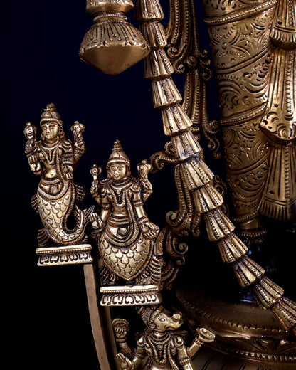 Lord Tirupati Balaji with Dashavatar Bronze Statue – Midnight Black & Gloomy Gold Finish (30 Inches)