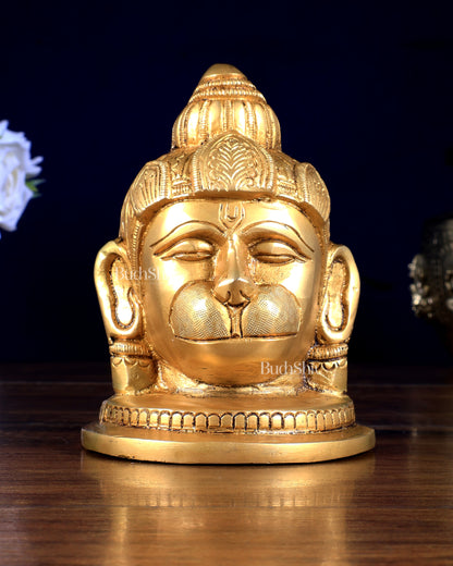 Pure Brass Hanuman Face Idol Table Accent 5.5 "