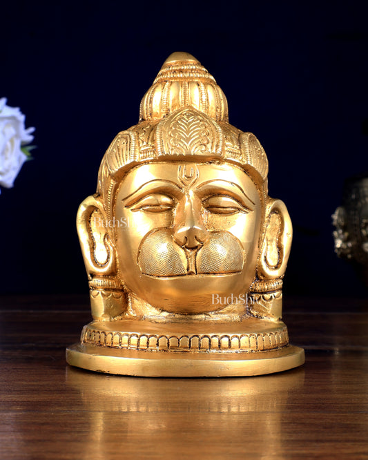 Pure Brass Hanuman Face Idol Table Accent 5.5 "