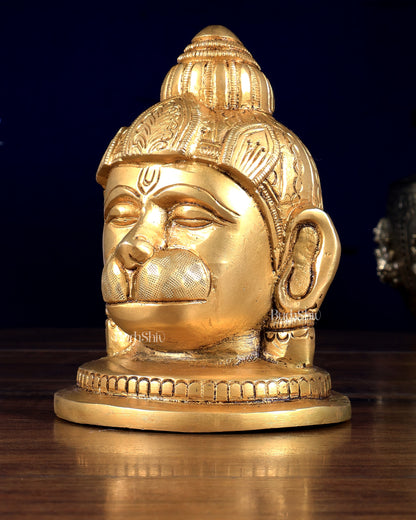 Pure Brass Hanuman Face Idol Table Accent 5.5 "