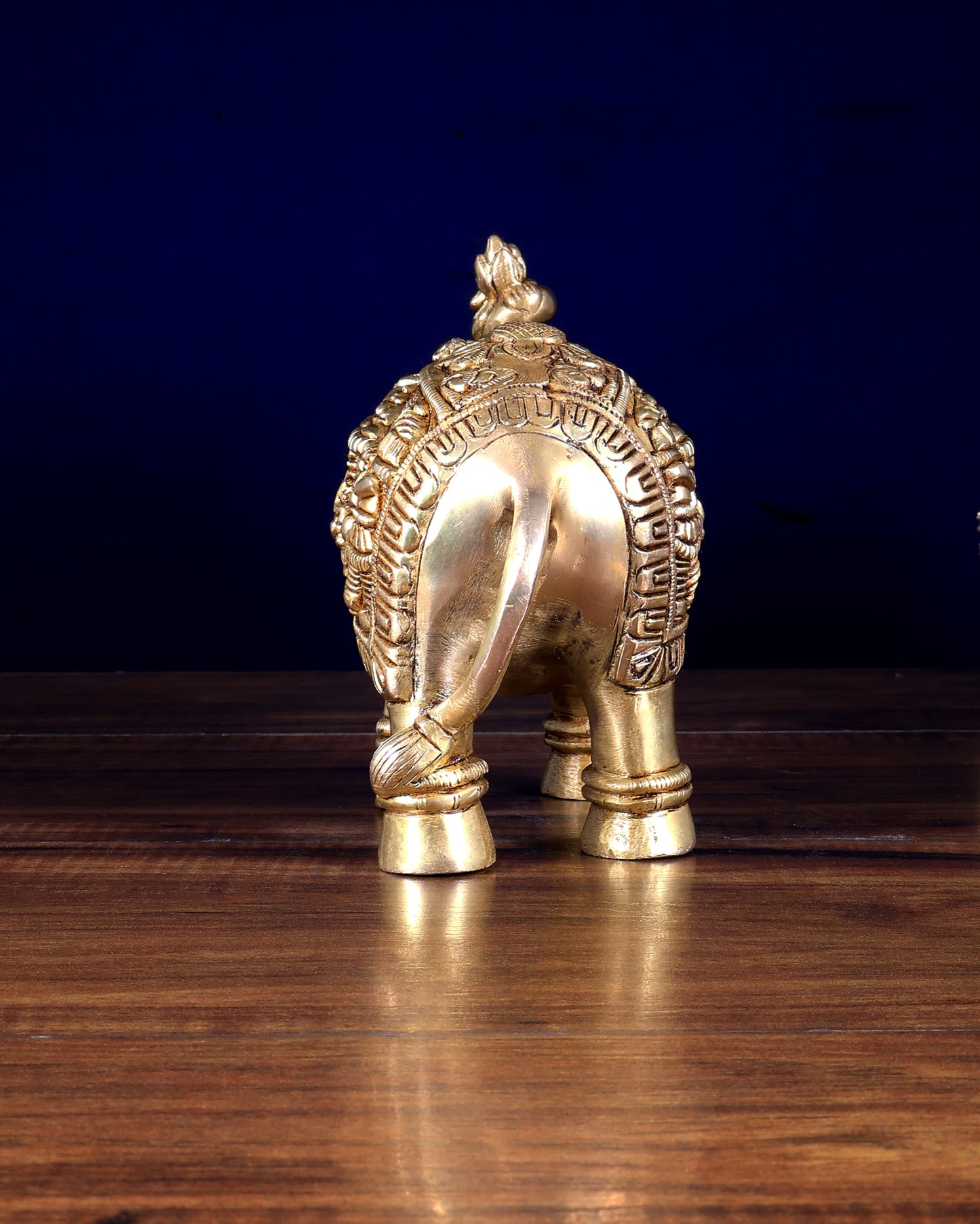 Pure Brass Elephant Statue with Unique Carvings & Design 9.5"