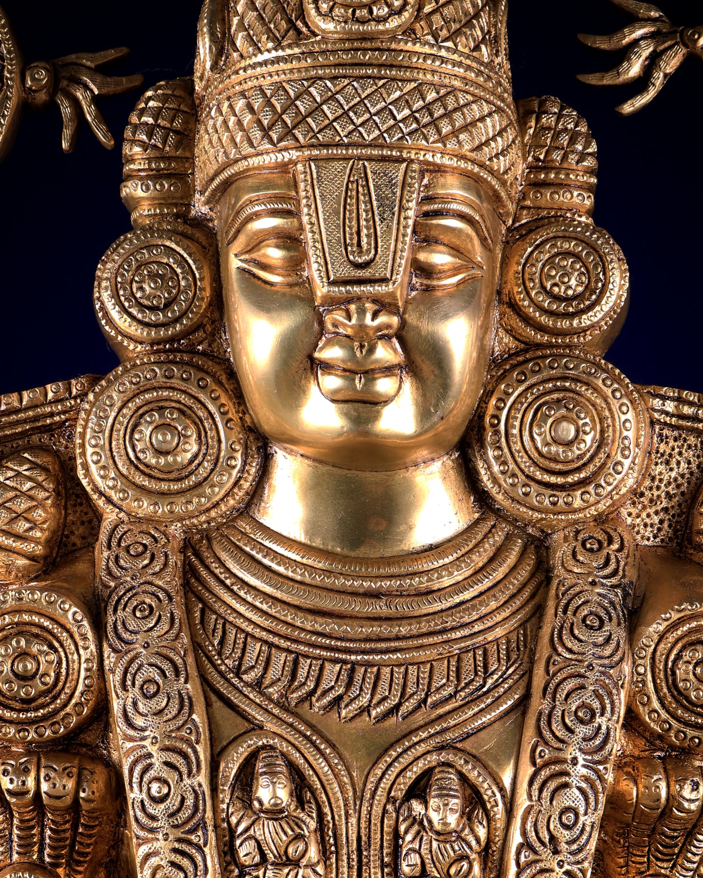 Brass Large Tirupati Balaji Statue with Padmavathi Lakshmi Engraving (34.5 Inches)