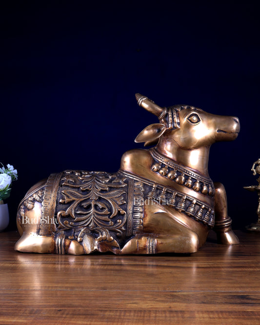 Radiant Nandi Brass statue 18 inch wide