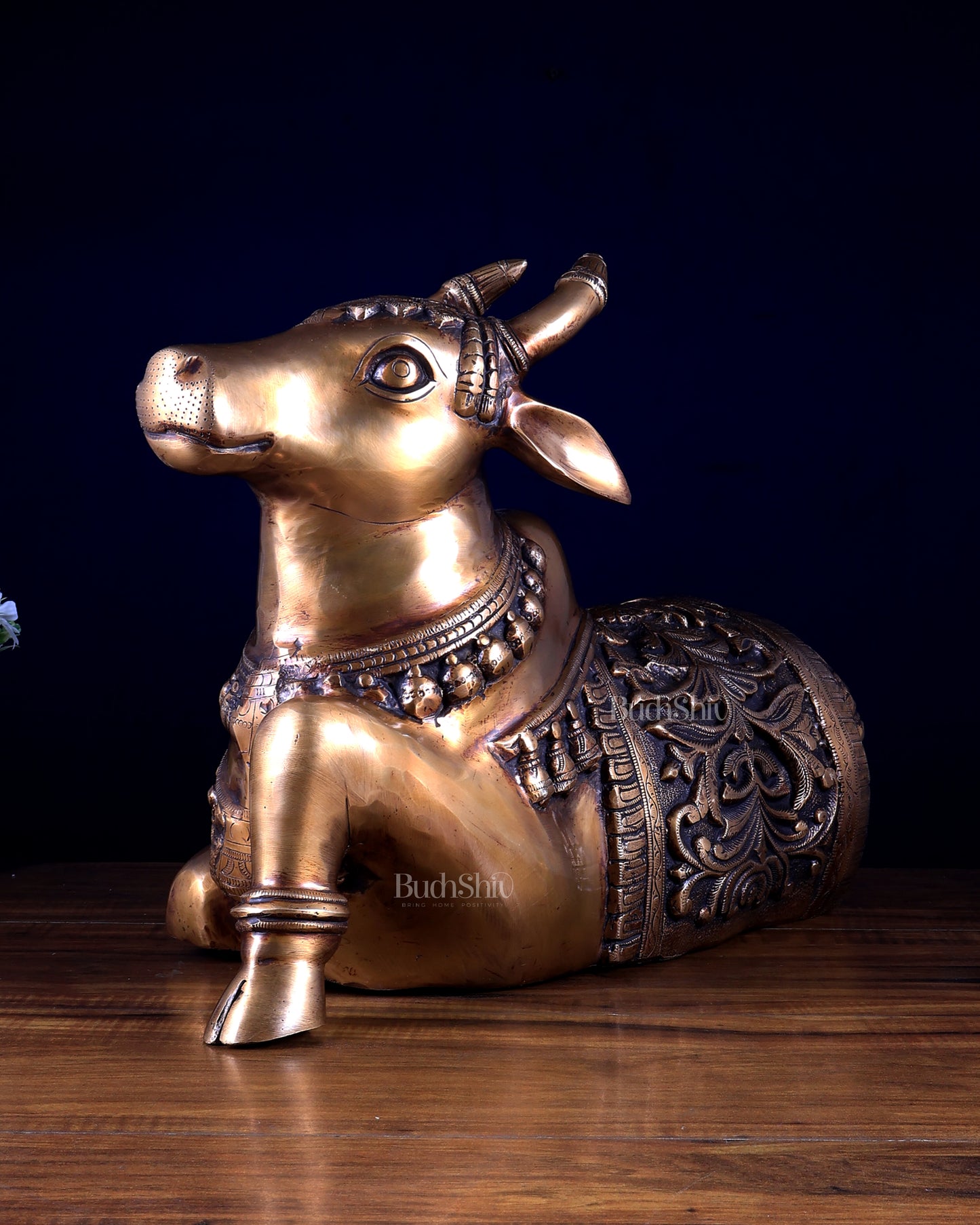 Radiant Nandi Brass statue 18 inch wide