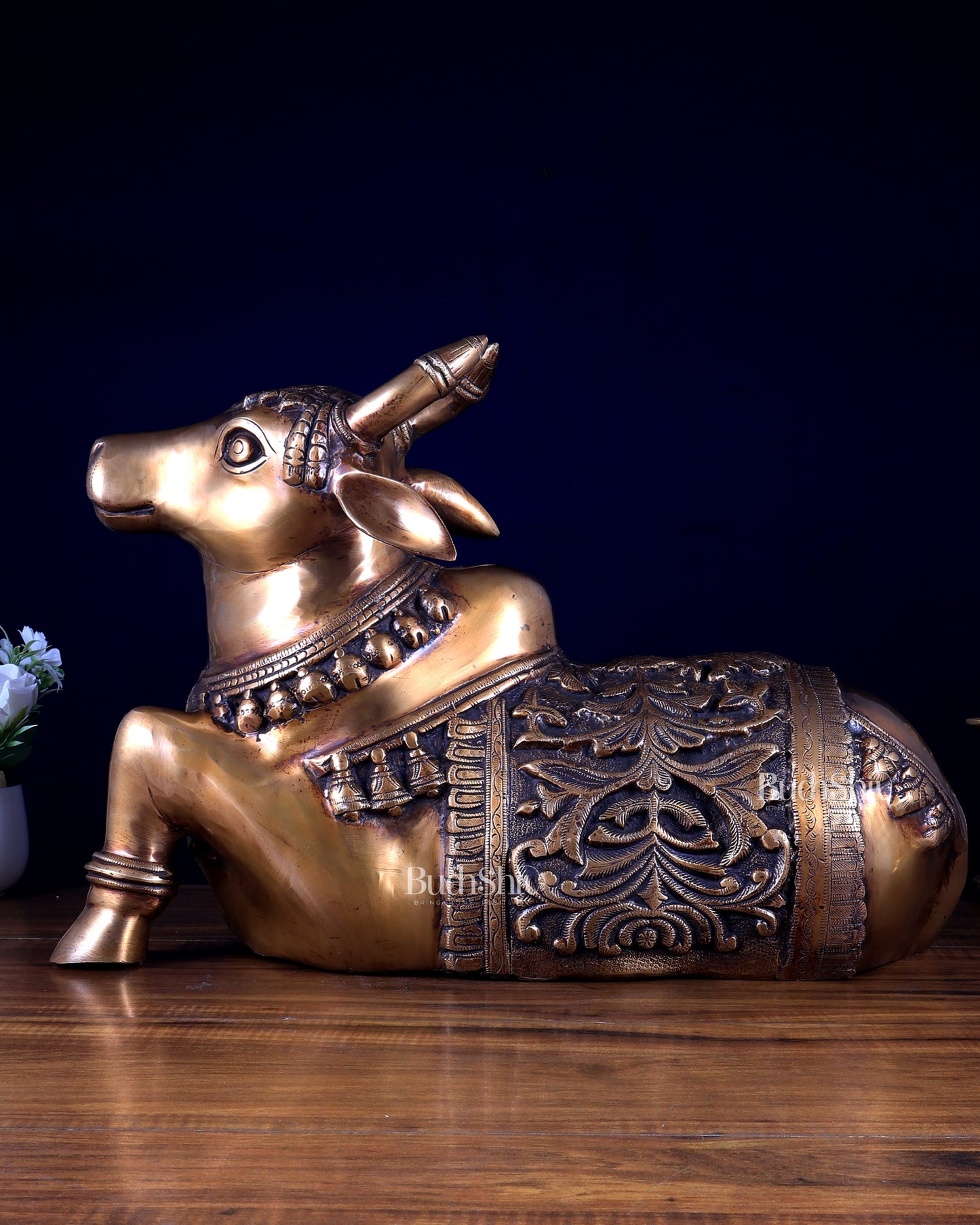 Radiant Nandi Brass statue 18 inch wide