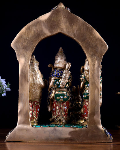 Brass Ram Darbar Statue 12 inch meenakari Stonework