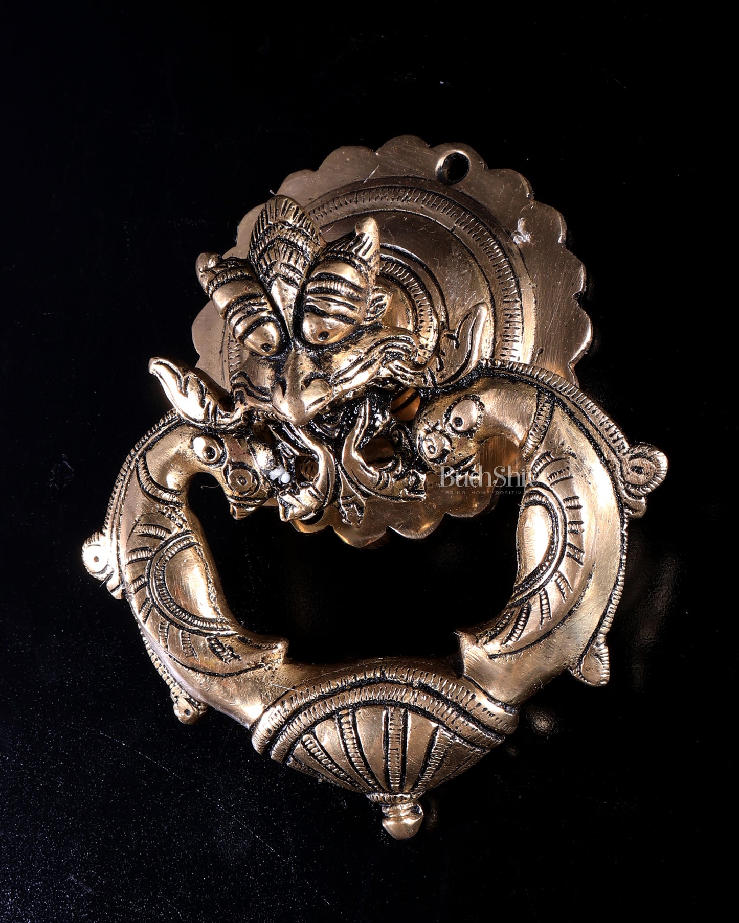 Brass Yali Design Door Knocker (Traditional Temple Style)