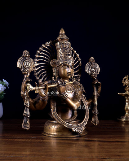 Brass Half Body Lord Krishna Bust butter finish - 13.5