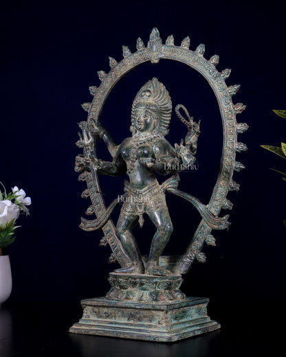 Vintage Bronze Bhairavi Mahakali | 6-Armed Lost Wax Statue, 36 cm, 14 inch