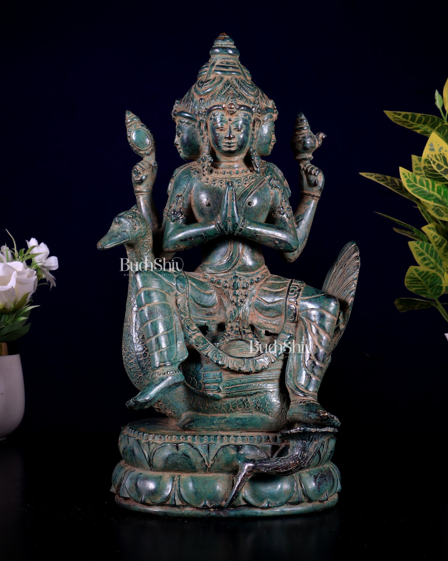 Vintage Balinese Bronze Brahma Statue | 13" Lost Wax Swan Sculpture