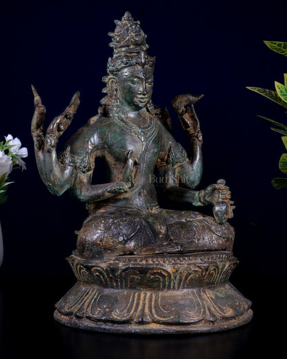 Balinese Bronze Shiva Statue | 11" Six-Armed Seated Idol