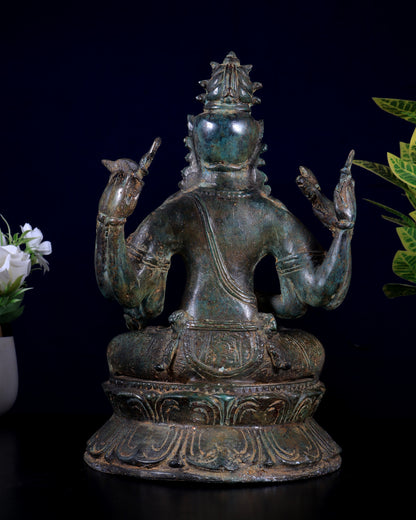 Balinese Bronze Shiva Statue | 11" Six-Armed Seated Idol